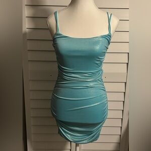 Lucy in the Sky Baby Blue Ruched Dress Size S Party Graduation Cocktail Weddings